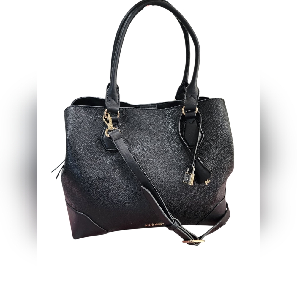 NINE WEST Brooklyn Black Carryall Satchel Crossbody NWOT
